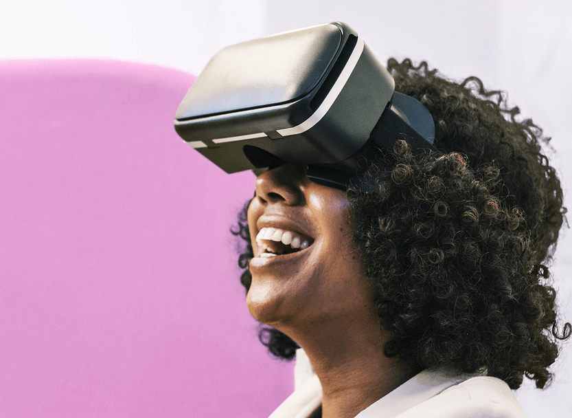 young femals wearing VR headset
